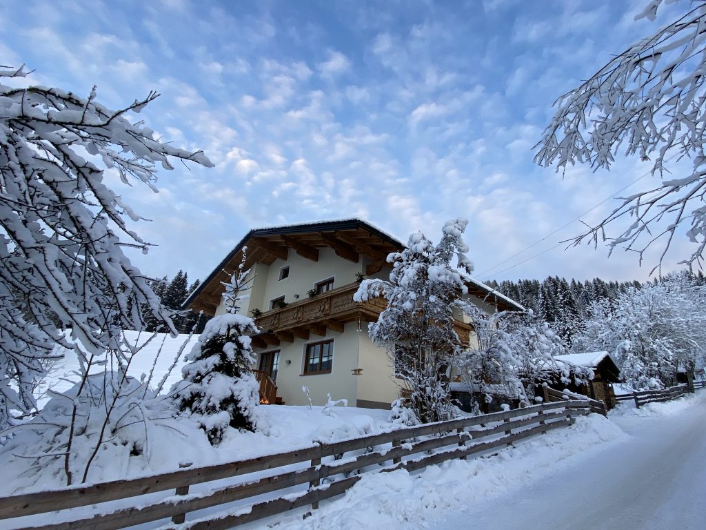 Our house Oberleiten in winter. Seen from the road.