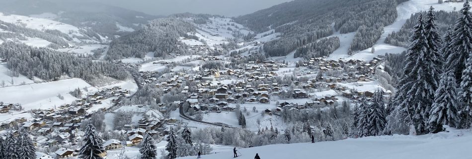 Blick auf das verschneite Wagrain vom Grafenberg.