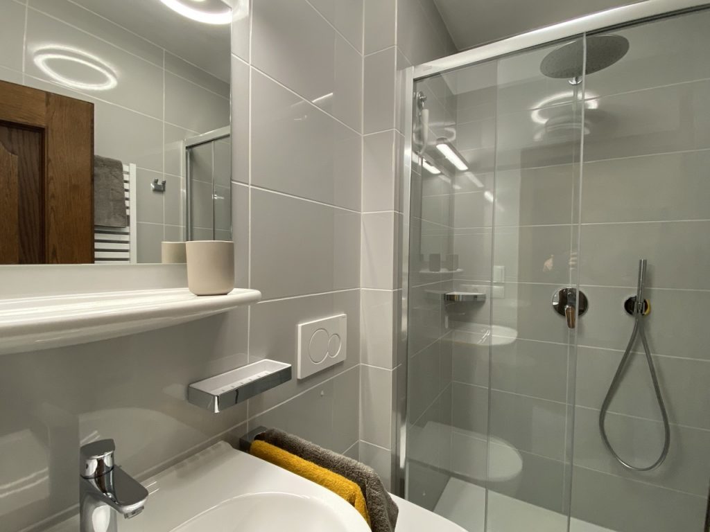 The new bathroom with rain shower and WC in the Hochgründeck flat